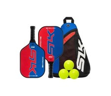 SLK Prime Max Pickleball Paddle Set 2 Fiberglass Polymer Core Balls Bag