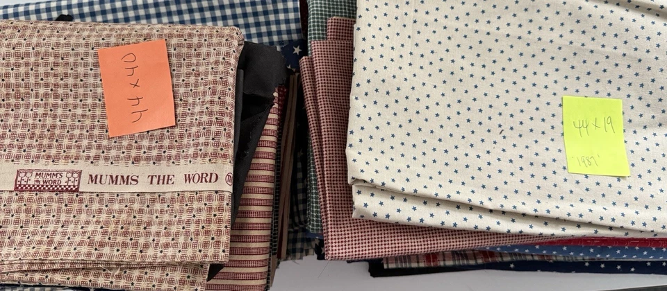 Vintage Lot Cotton Fabric 5lbs - Country farmhouse patterns plaid check striped - Image 2 of 4