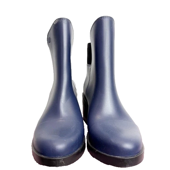 Bota de lluvia Melissa para mujer azul de goma con tacón elástico talla 8 Foto 2 de 4