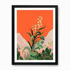 Boho Wildflower Painting Lily Of Th Framed Wall Art Poster Canvas Print Picture
