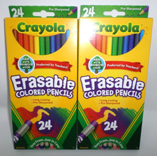 Crayola Erasable Colored Pencils Pre Sharpened 24 Count Lot of 2
