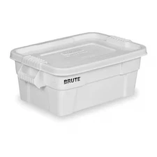 Rubbermaid Commercial Fg9s3000wht Stack & Nest Storage Tote W/ Lid, 14 Gal,