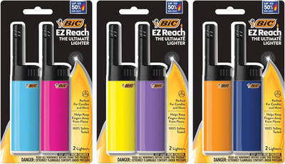 EZ Reach Lighters, Short Lighter with Extended Wand, Assorted Colors, 6-Pack (Co