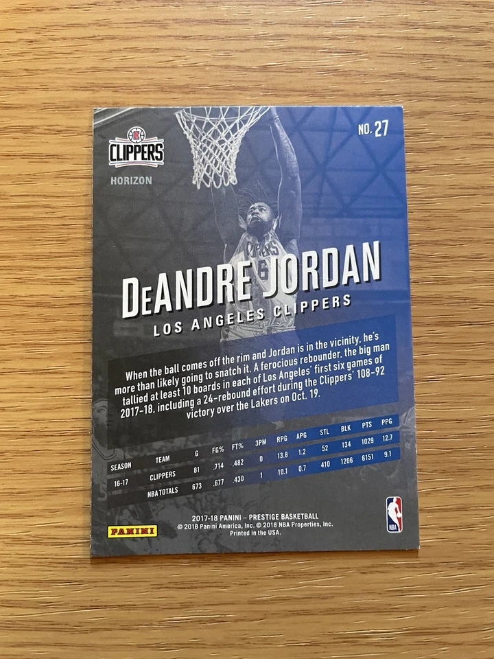 DeAndre Jordan 2017-18 Panini Prestige #27 HORIZON Refractor - LA Clippers - Image 3 of 3