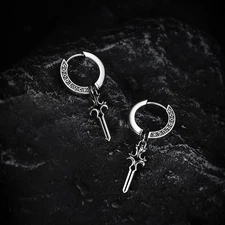 GOOD LUCK Sword Earrings Men's Fashion Ear Studs Pendant Earrings Copper