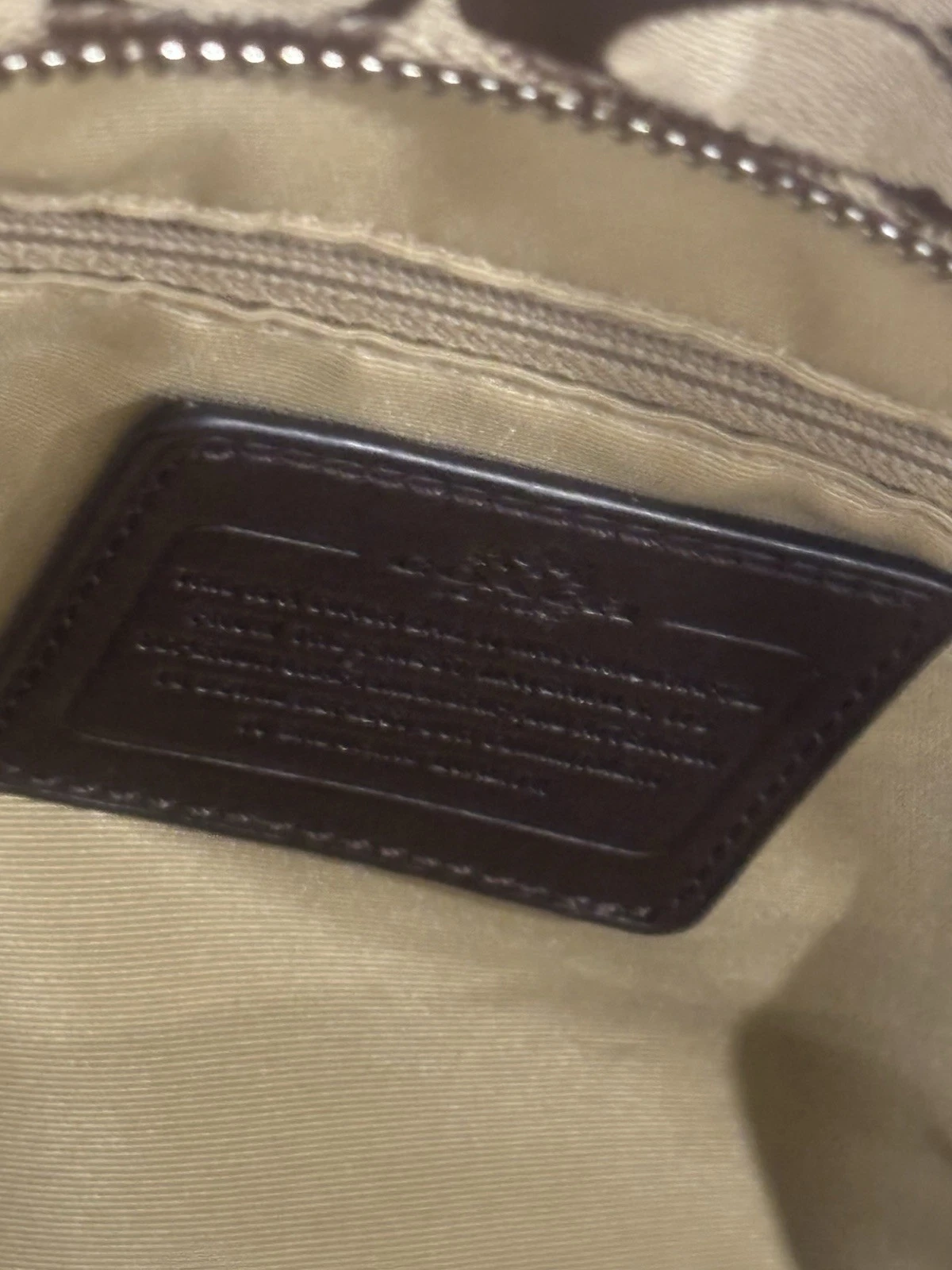 Borsa Coach in tela e pelle marrone a tracolla