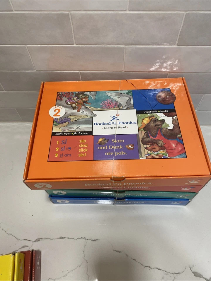 Juego de fonética enganchada vintage niveles 1-5 con caja de herramientas para padres. Foto 4 de 4