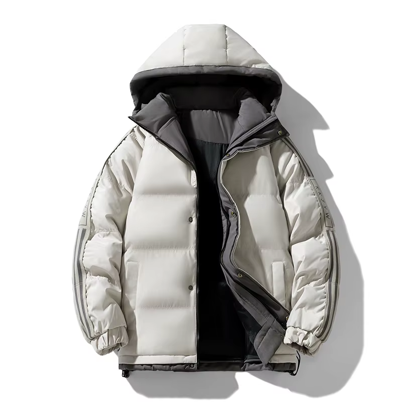 I Mens Winter Parka Hooded Thickened Warm Windproof Casual Cotton Coat