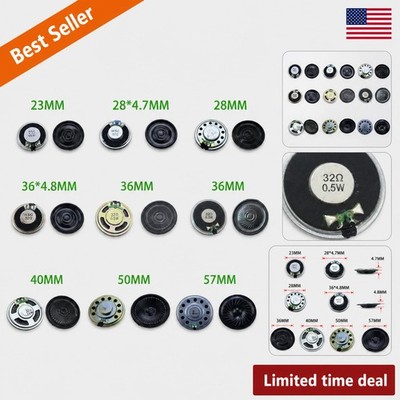 2PCS 0.5W 32 Ohm Speaker 23mm 28mm 36mm 40mm 50mm 57mm Plastic