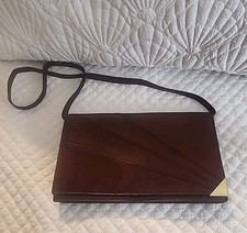 Vintage Florence Italy Genuine Leather Oxblood Clutch Crossbody Purse Bag
