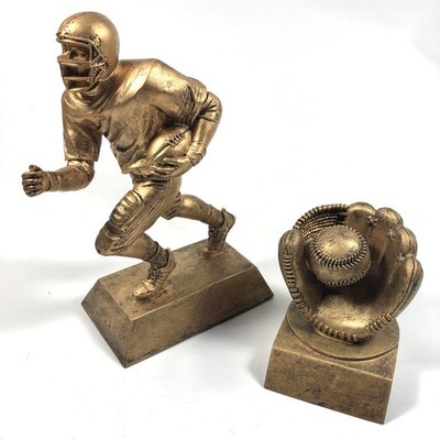 PDU Trophy Bronze Colored Resin American Football Player/ Baseball Sculptures