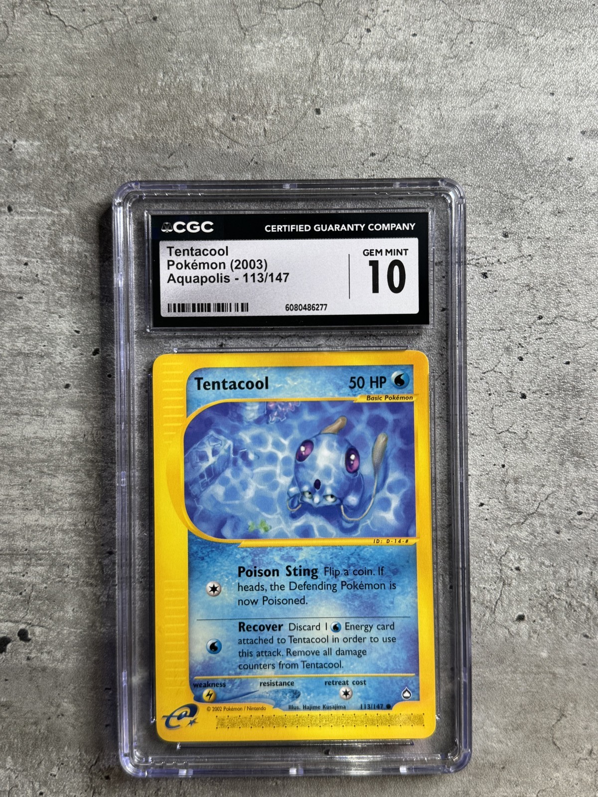 Pokemon Card Tentacool CGC 10 Gem, e-Reader Aquapolis 113/147, 2003 (1)