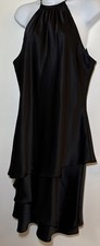 Jones New York Slimming Little Black Event Dress Sz 14 Sleeveless Cascade Ruffle