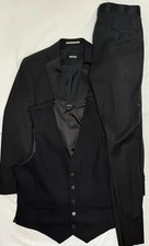 Suit 3 Piece Boss Men's Solid Black Size 34R New with tags Business Formal