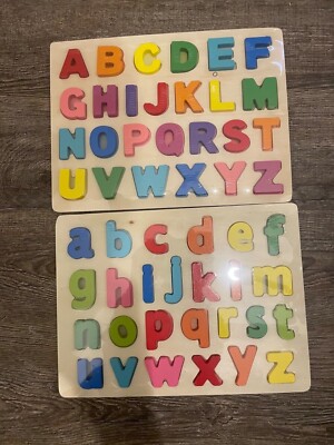 Wooden Alphabet Puzzle Uppercase + Lowercase set bundle 