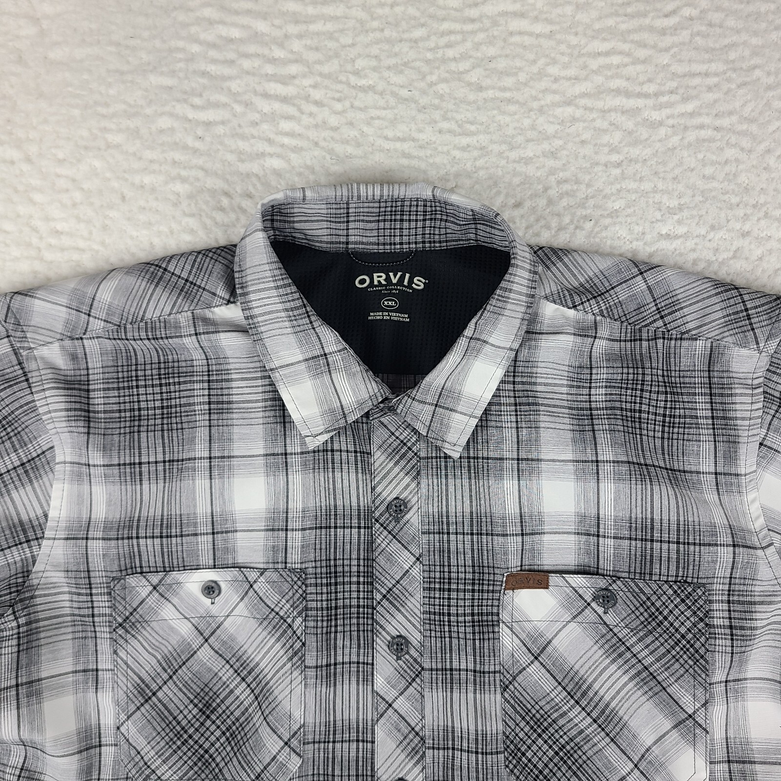 Orvis Dress Shirt Mens 2XL XXL Gray White Plaid F… - image 2