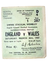 England V Wales, 30 March 1957 English School International Match Ticket