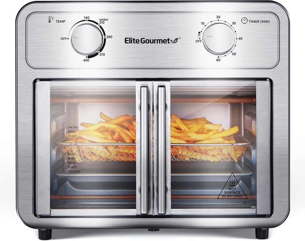 Air Fryer Oven Double French Doors Dehydrate Stainless Steel Programmable Home
