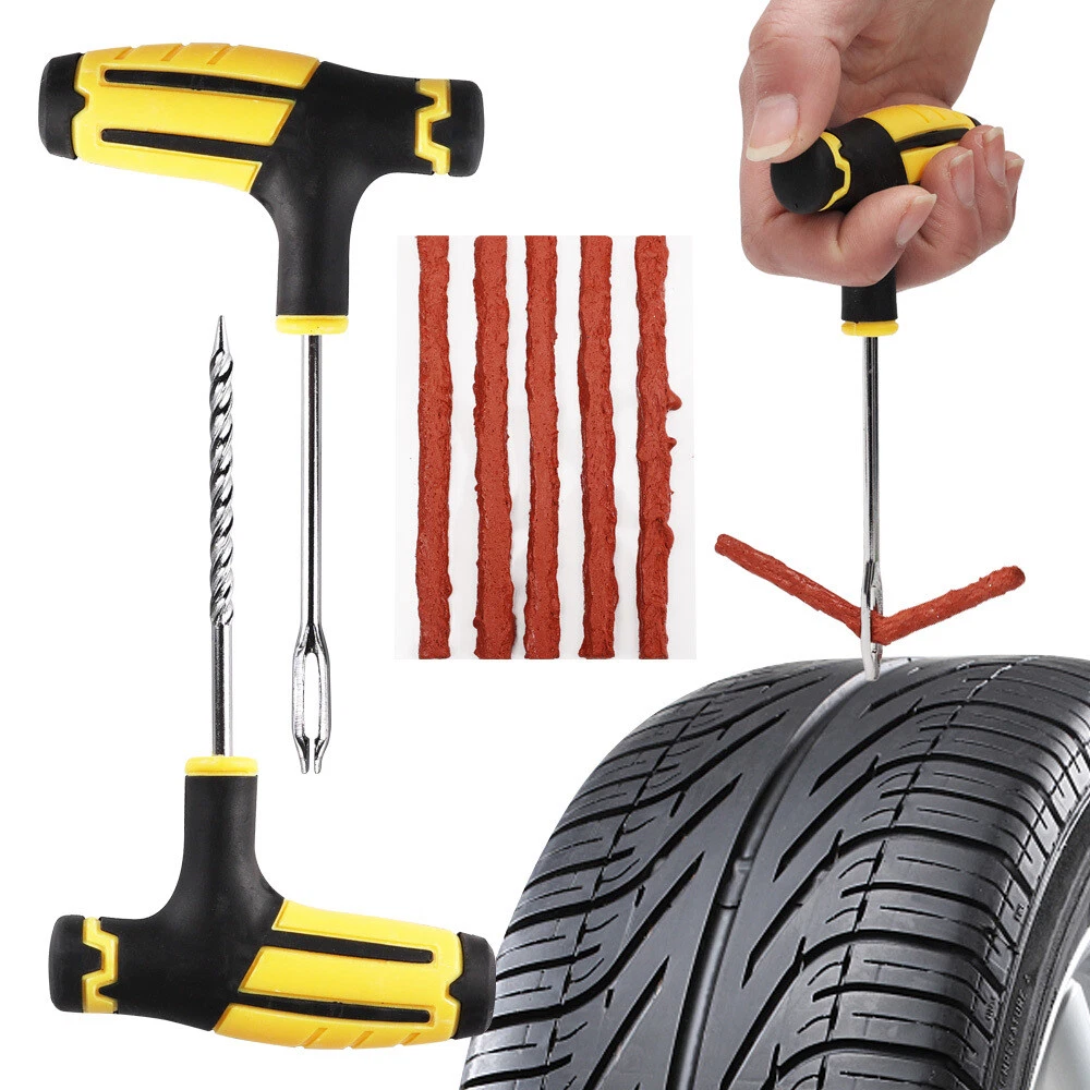 Car Tire Repair Kit With Rubber Strips Bike Tubeless Tyre Puncture Repair  Tools