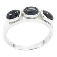 Black Onyx Sterling Silver Ring Manmade Jewelry For Children's Day Gift US
