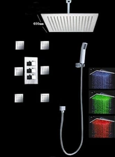 Bathroom Shower Set LED Rain Shower Head with Body Massage Spray Jets