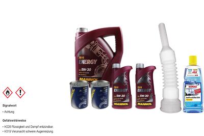 2L MANNOL Motoröl Energy 5W-30 API SL inkl. Additiv Auslaufschlauch Reiniger