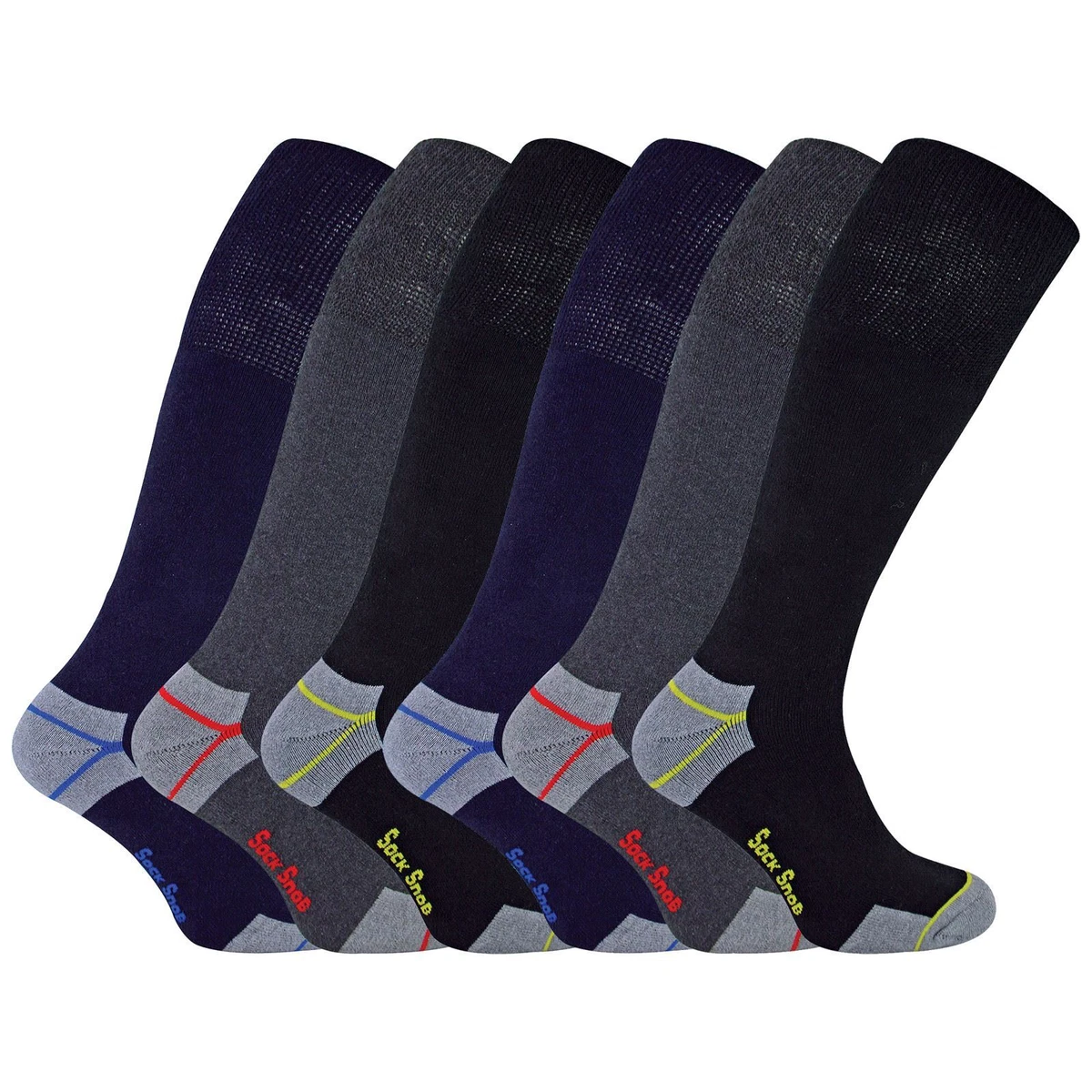 Mens Knee High Work Socks 6 Pairs Socks for Steel Toe Boots