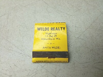 Anita Wilde Realty Hwy 13 And 29 Abbotsford Wisconsin Vtg Advertising Matchbook