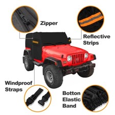 Black Peva 6 Layer Black Car Cover Waterproof For Jeep Wrangler Cj Tj Jk 2 Door