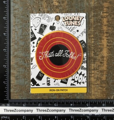 THAT S ALL FOLKS! Looney Tunes Cartoon End Credits Slogan Iron-On Patch WB