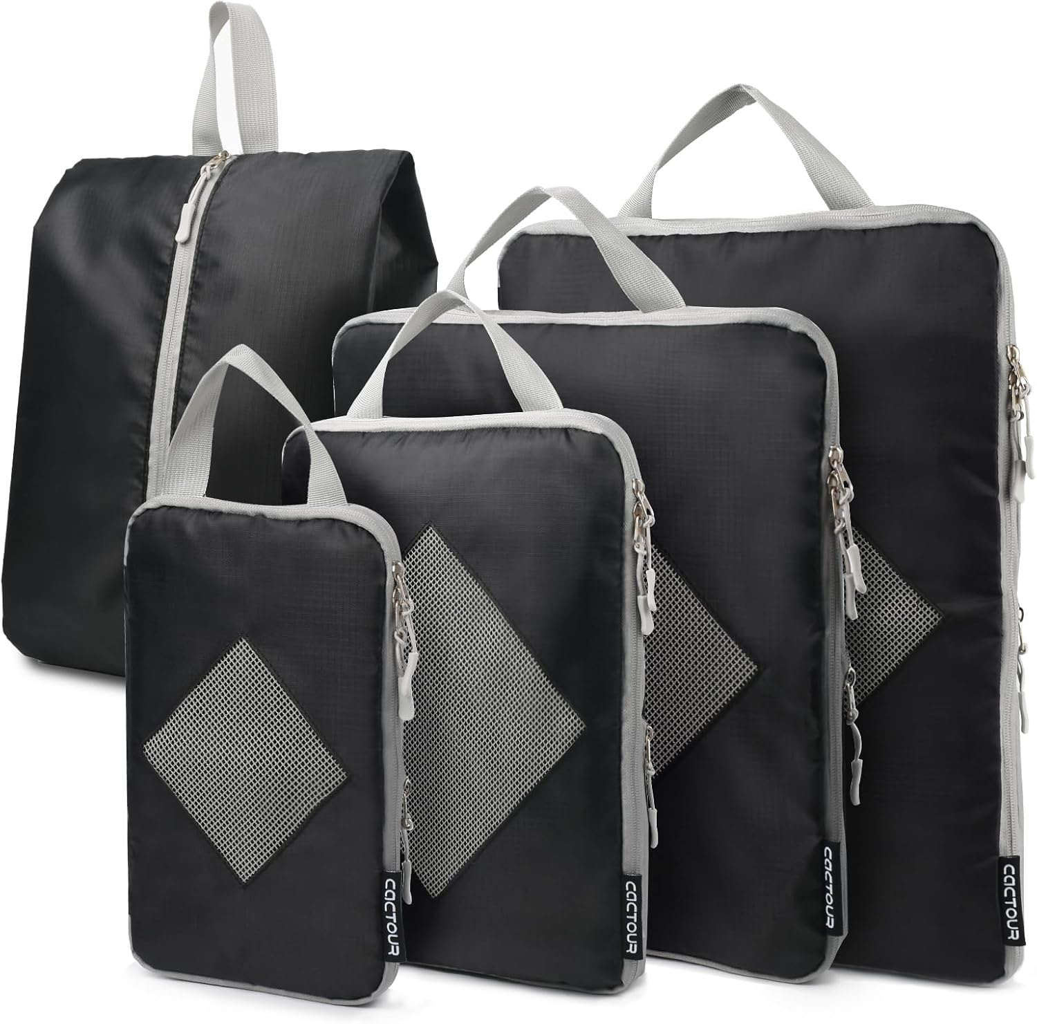 Compression Packing Cubes 5 Set for Travel Lightweight Organizers Black-image