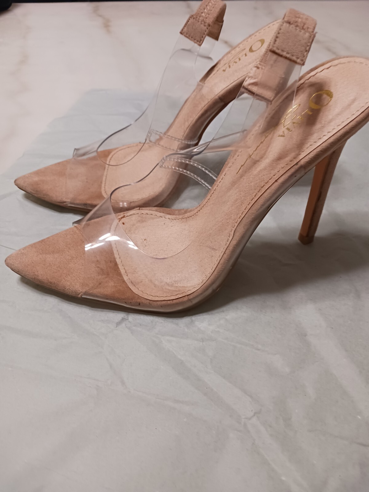Olivia J. Zapatos de tacón de mujer talla 5,5, color tostado