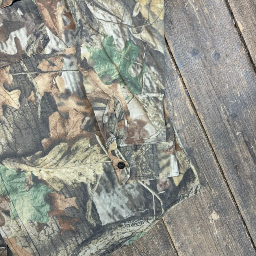 Red Head Real Tree Shirt Y2K USA Camo Army Button Down Top, Green, Mens XL image 5
