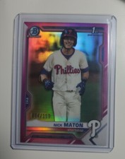 2021 Bowman Nick Maton Fuschia Refractor /199 Phillies 1st Prospect Chrome
