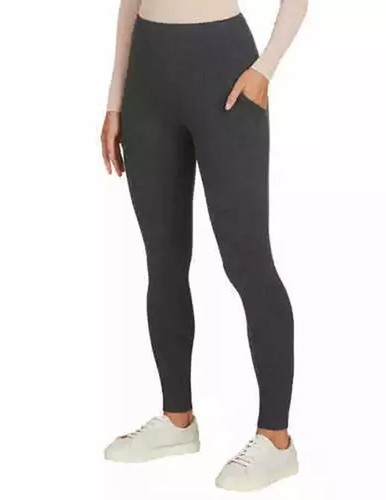 Max & Mia Legging Side Pockets French Terry Women's Size Medium Heather Charcoal - 第 1/6 張圖片