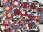 Vintage Demi Parure Pin Matching Earrings Set Red AB Rhinestones Grapes 1959 — photo 4