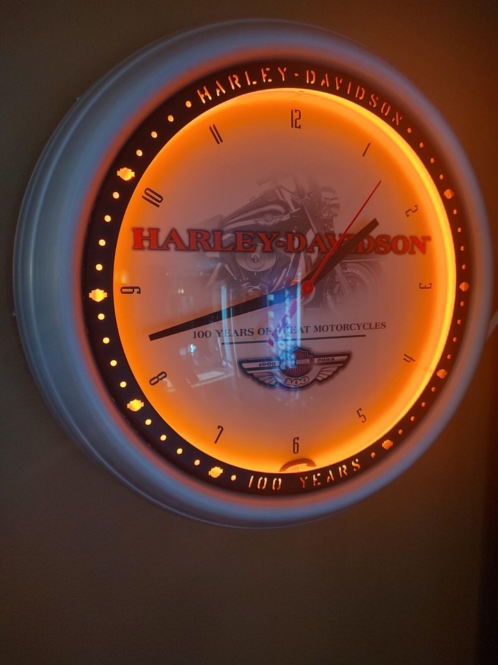 Rare Harley Davidson 100th Anniversary neon clock | eBay