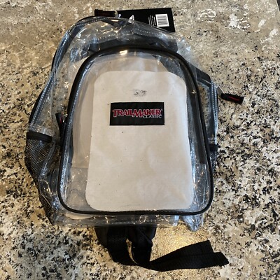 Trailmaker Clear 18'' Backpack Heavy Duty Stadiums School Concert Bag Black Trim