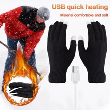 USB Rechargeable Electric Heating Gloves Winter Warm Touchscreen Hand Warmer US