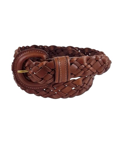 J Jill Size XL Genuine Leather Brown Belt Braided Accents 