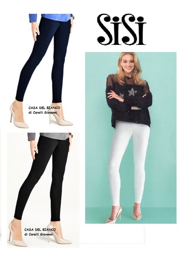 SISI EVERYDAY PANTALONE DONNA IN VISCOSA ELASTICIZZATO CON TASCHE VERE  DIETRO | eBay