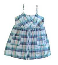 Forever 21 Women Plaid Sundress High Waist Straps Multicolor Pockets 3X New