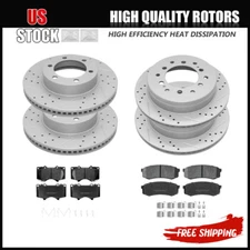 Front & Rear Disc Brake Rotors +ceramic Brake Pads for 2001-2007 Toyota Sequoia