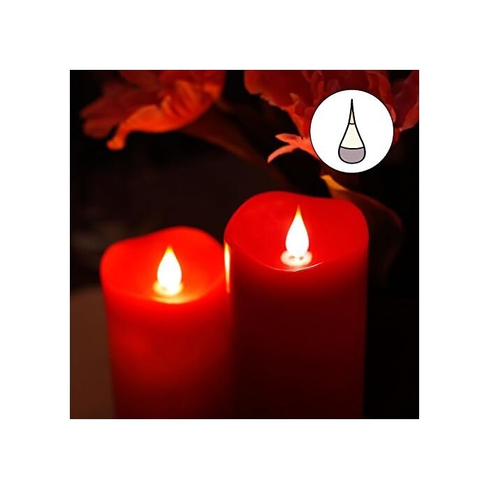 Red Candle, Simplex Candle 3D Candle Fireless flame Real Wax LED Melted ...