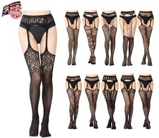 Sexy Women Mock Fake Lace Suspender Tights Garter Fishnet Pantyhose Stockings
