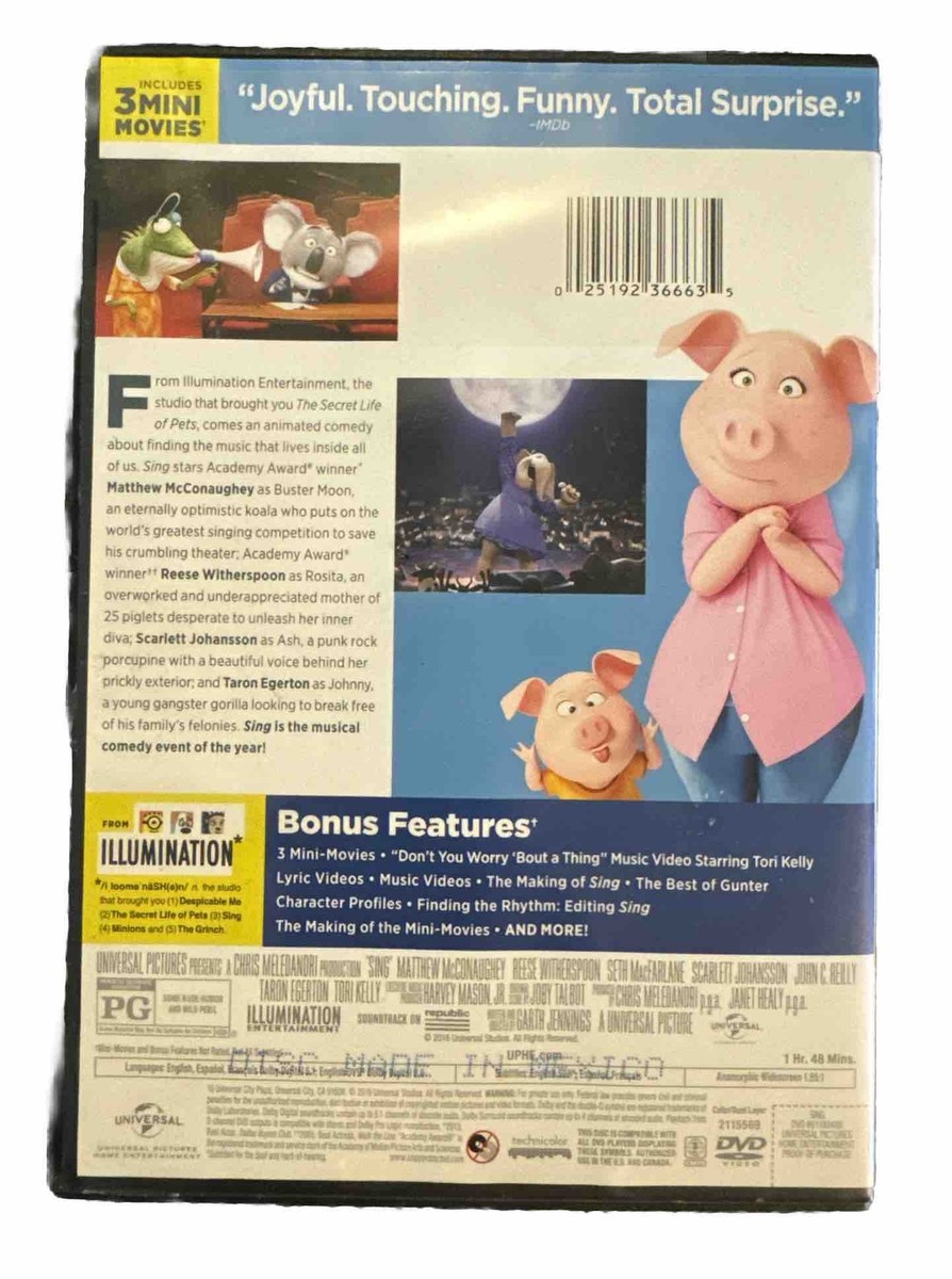 Sing (DVD, 2016) 25192366635| eBay