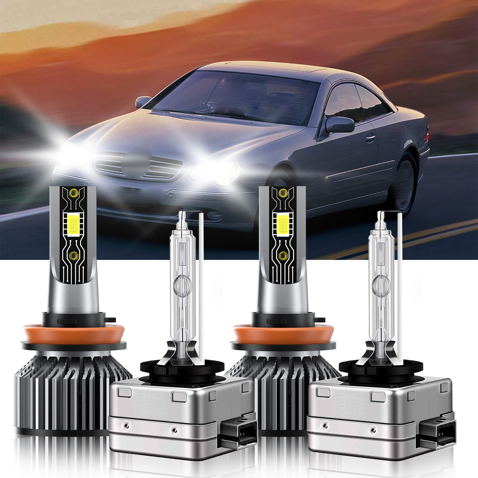 For Mercedes-Benz CL600 2011-2014 H11 D1S LED HID Headlight Bulbs Kit 6500K