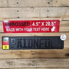 ALL FLAT MATTE BLACK GERMAN plate, BMW, European LICENSE plate, ANY TEXT, CUSTOM