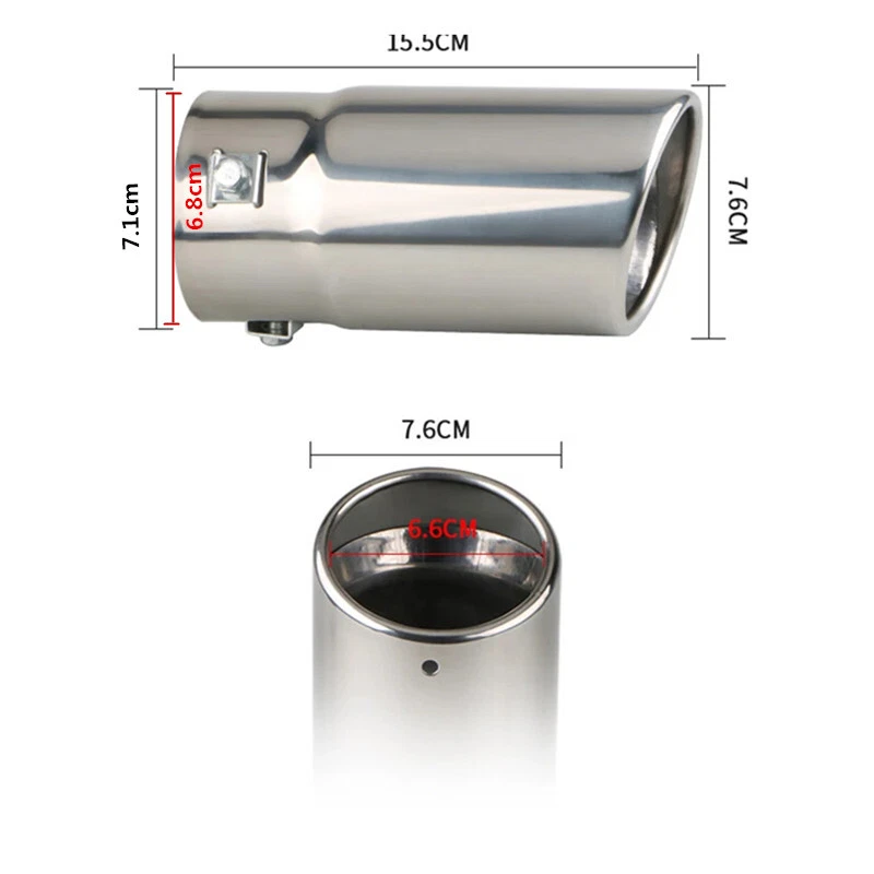 Cubierta de punta de silenciador de tubo de escape de coche cromado plateado 70 mm tubo de escape de acero inoxidable Foto 4 de 4