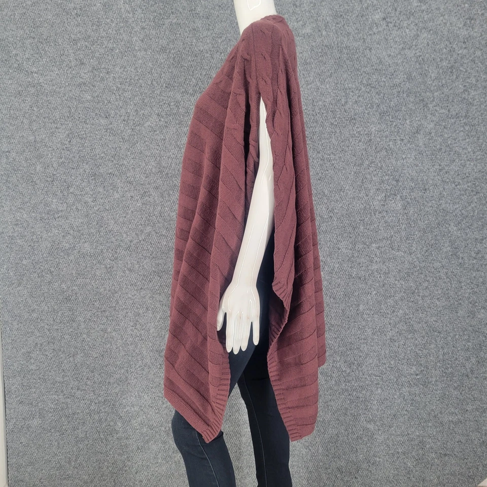 Poncho Lisa Rinna Collection Tejido con Cable Talla Mediana Grande Sangría Pullover Suéter Foto 4 de 4